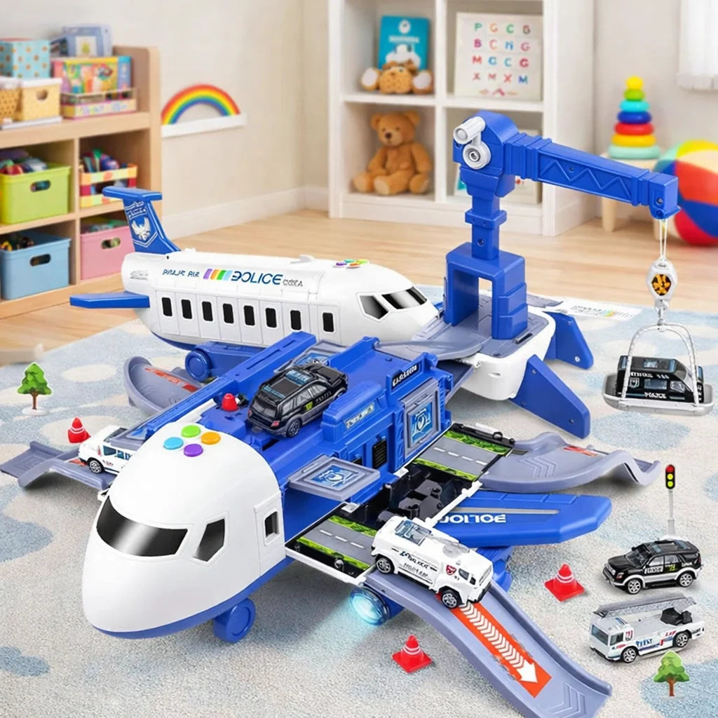 Airplane Playset With Service Vehicles Durable Plastic 12.6-Inch