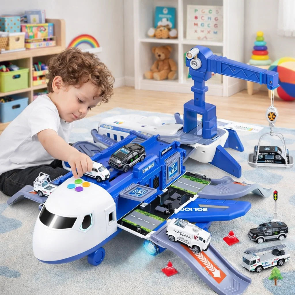 Airplane Playset With Service Vehicles Durable Plastic 12.6-Inch
