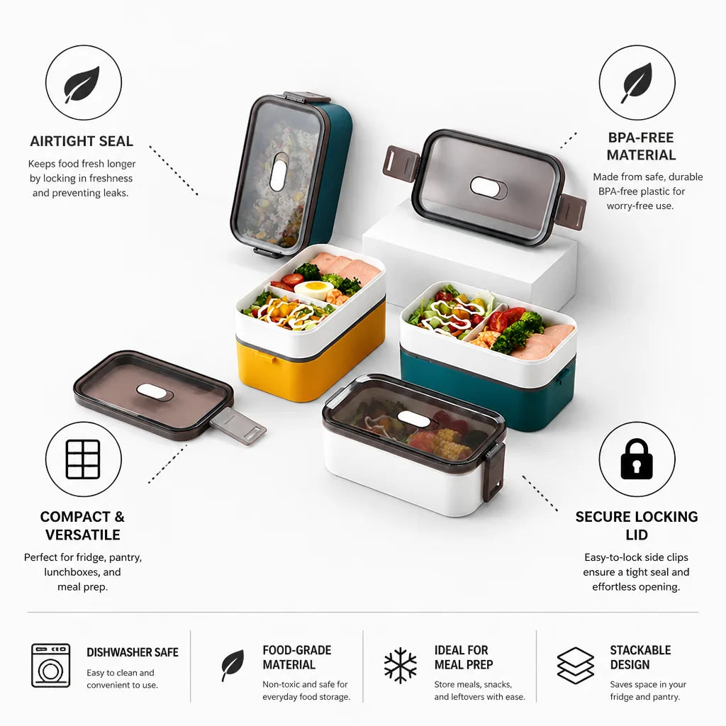 Airtight Food Container Locking Lid BPA-Free & Dishwasher-Safe