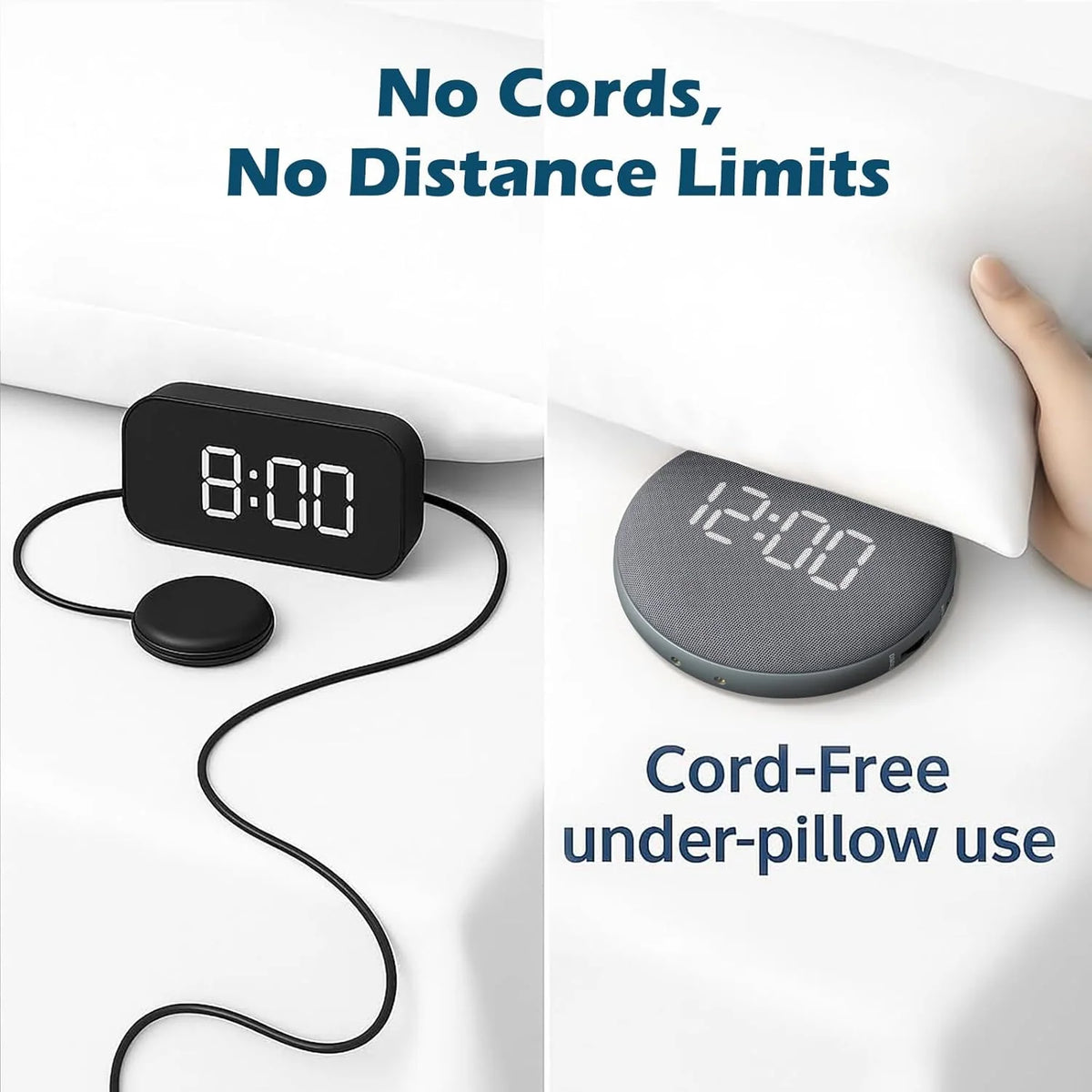 Alarm Clock Bed Shaker 3 Wake Modes