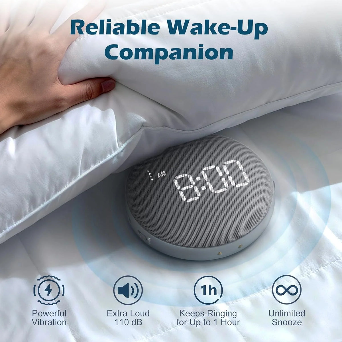 Alarm Clock Bed Shaker 3 Wake Modes