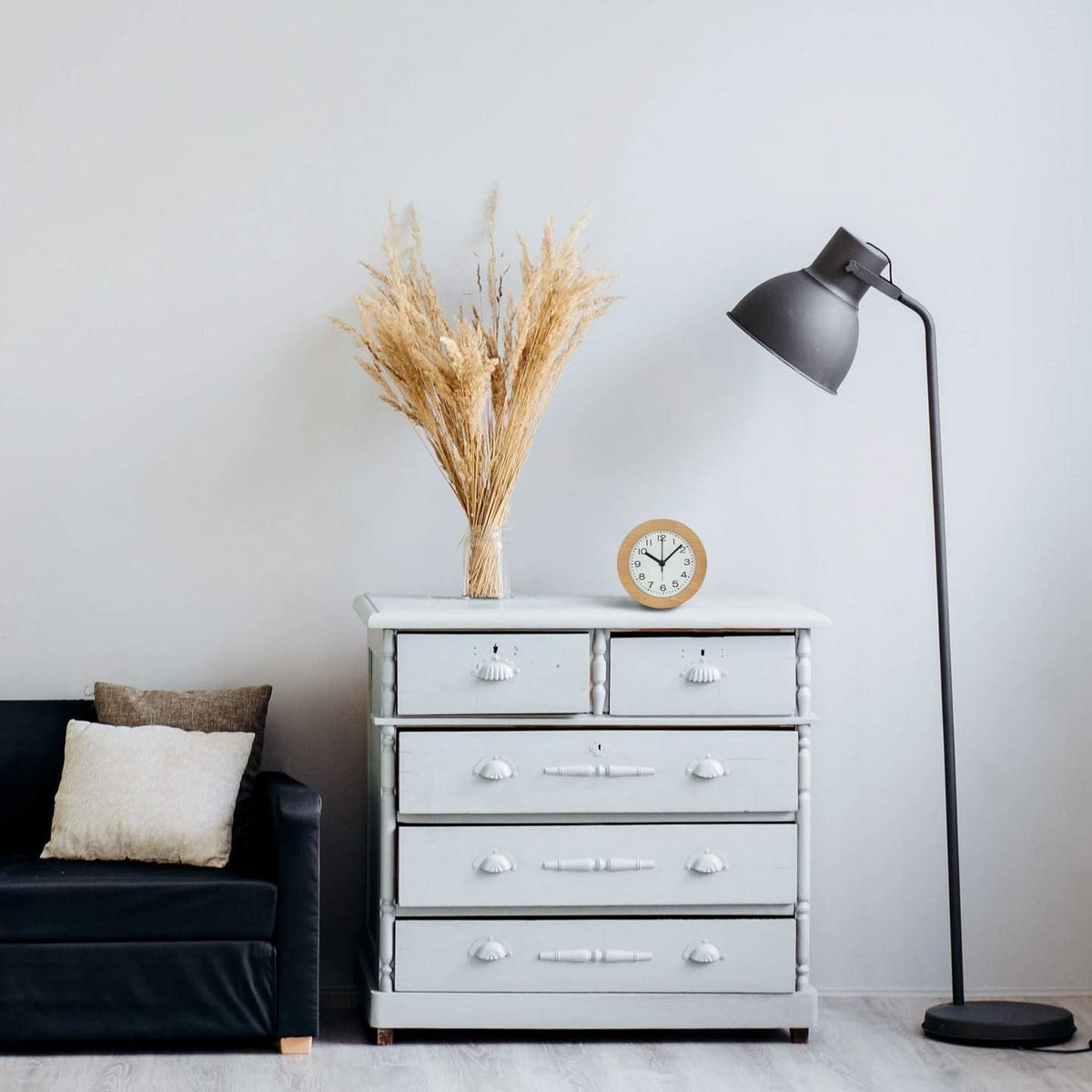 Alarm Clock Beech Wood Silent Movement LED Nightlight