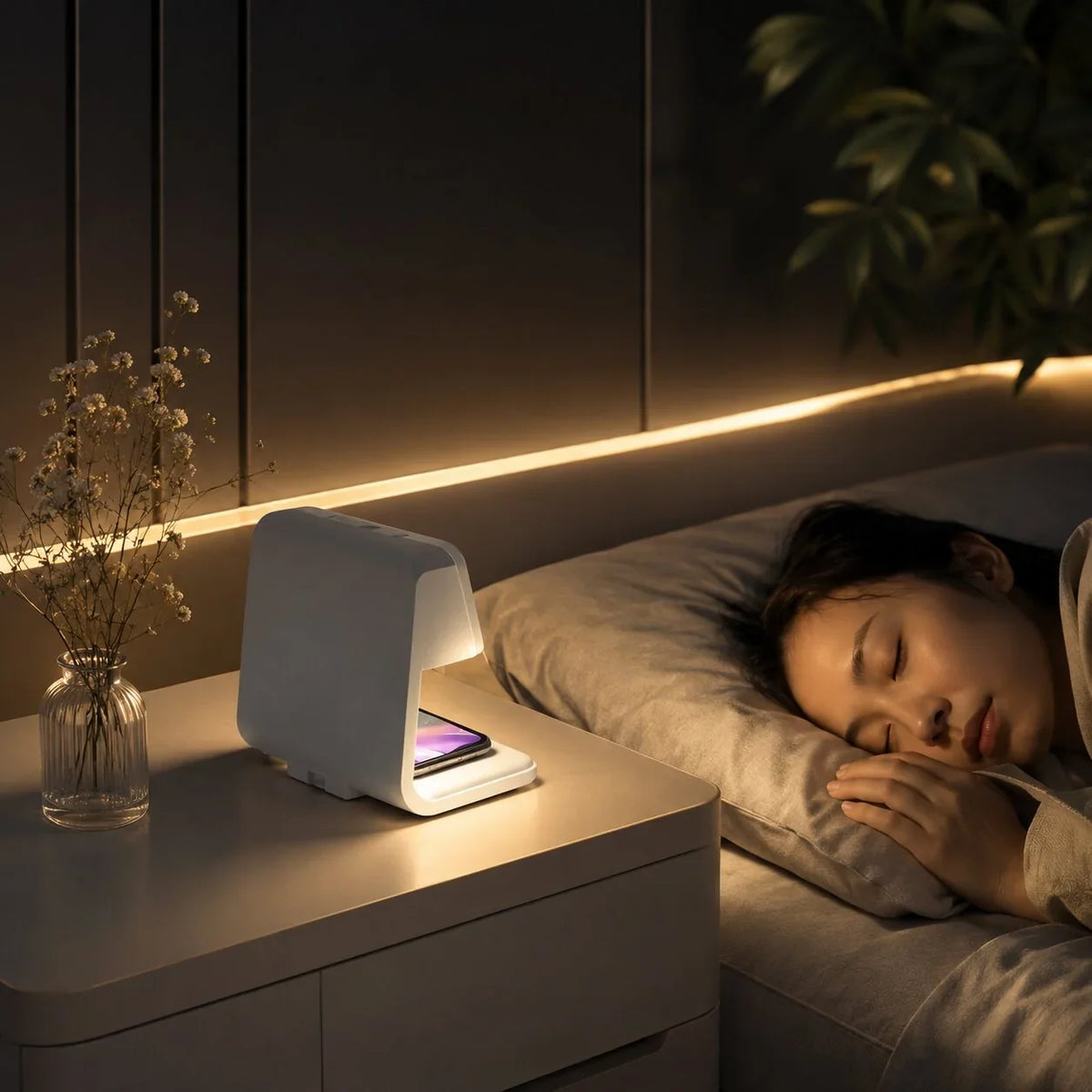 Alarm Clock Wireless Charging Dimmable LED Light LCD Display