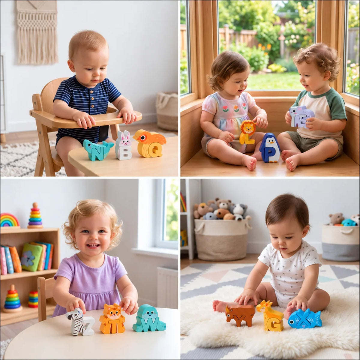 Alphabet Building Blocks 3D Connectable 52-Piece Set