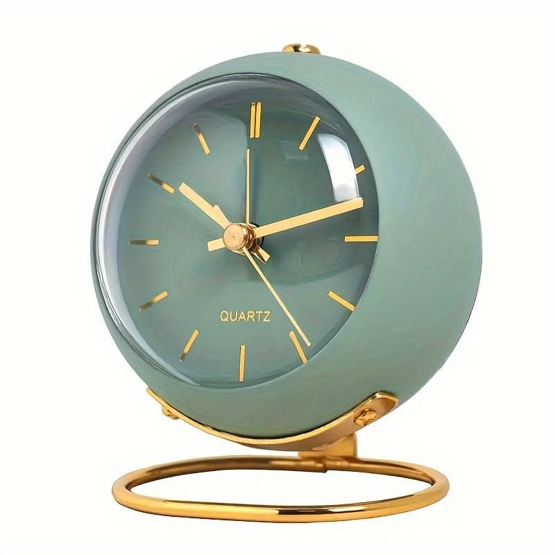 Analog Alarm Clock Silent Movement Night Light Metal Housing