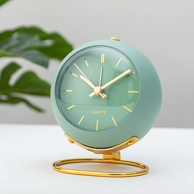 Analog Alarm Clock Silent Movement Night Light Metal Housing