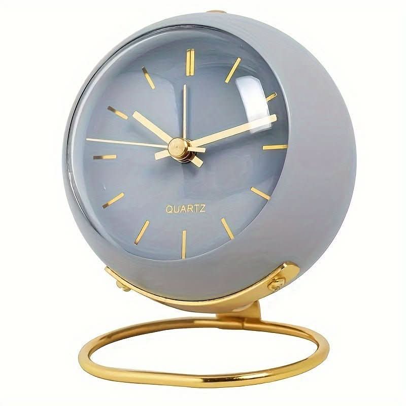 Analog Alarm Clock Silent Movement Night Light Metal Housing