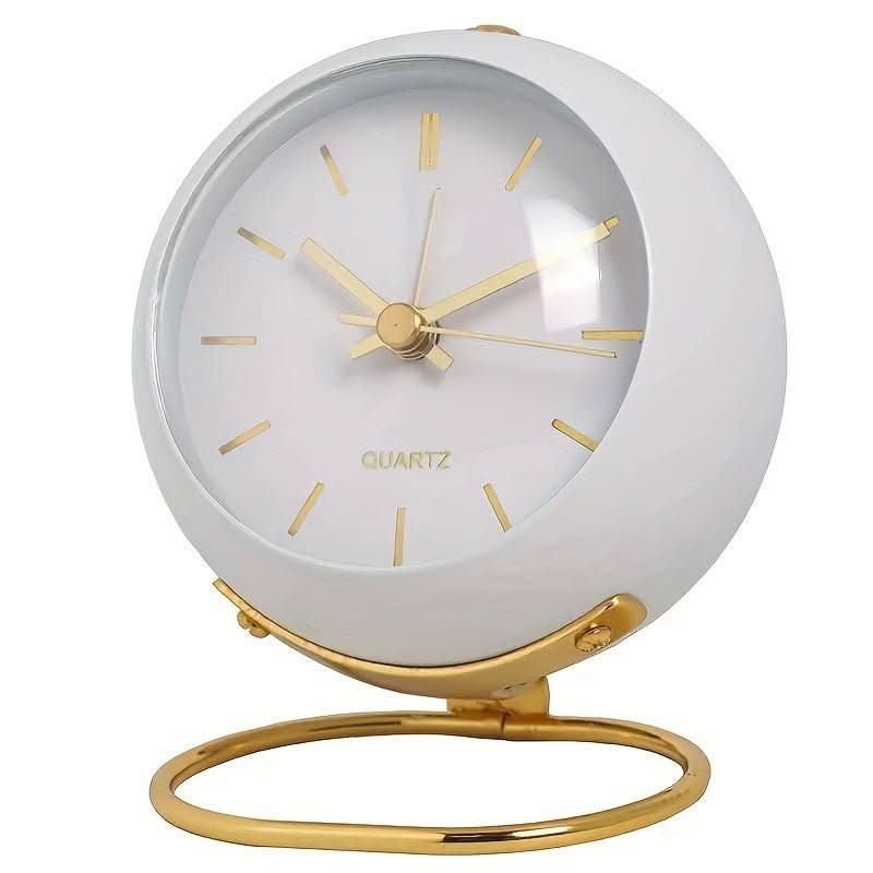 Analog Alarm Clock Silent Movement Night Light Metal Housing