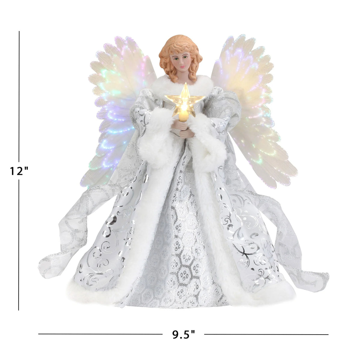 Angel Tree Topper Fiber Optic Wings & Warm White LED Star