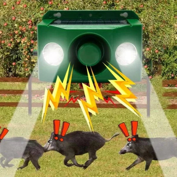 Animal Deterrent Solar Dual Flashing Lights & Alarm Weather-Resistant