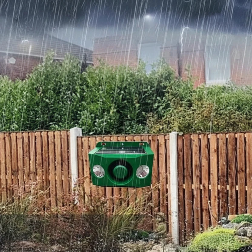 Animal Repellent Device Solar-Powered Alarm & LED Deterrents