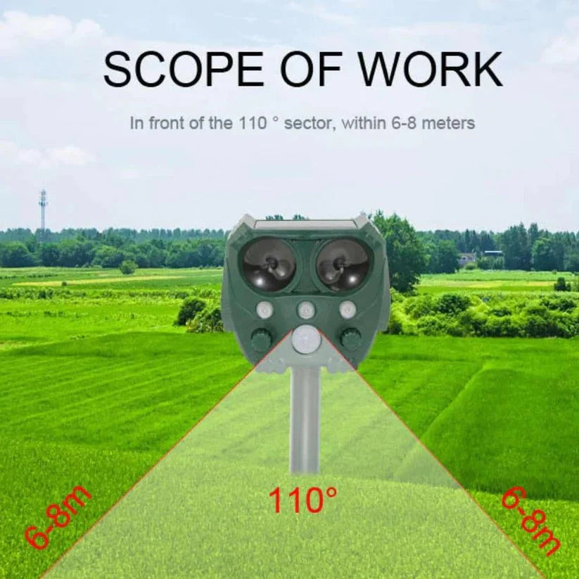 Animal Repellent Motion-Activated Ultrasonic Solar-Powered
