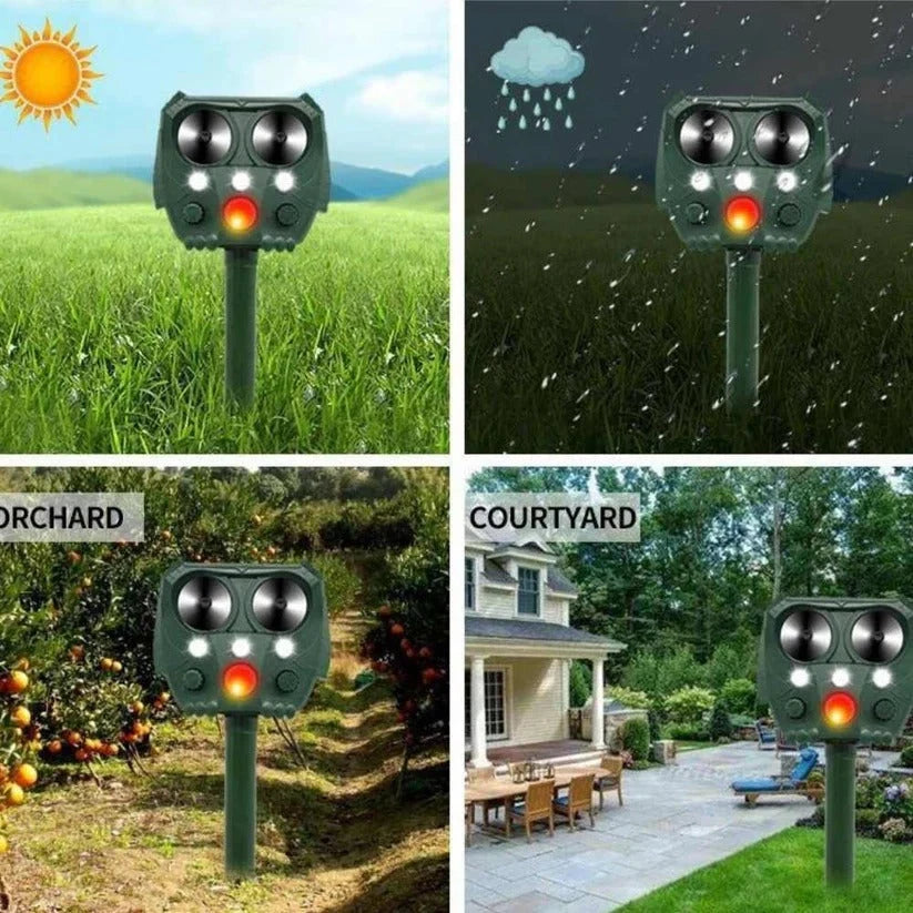 Animal Repellent Motion-Activated Ultrasonic Solar-Powered