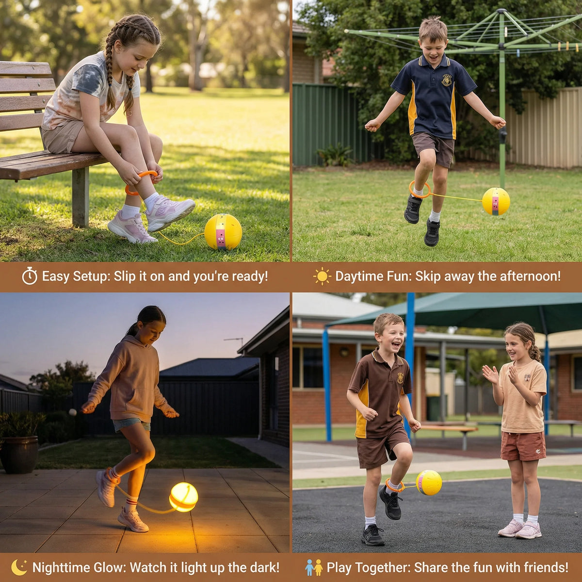 Ankle Bounce Ball Motion-Activated LED Adjustable Loop
