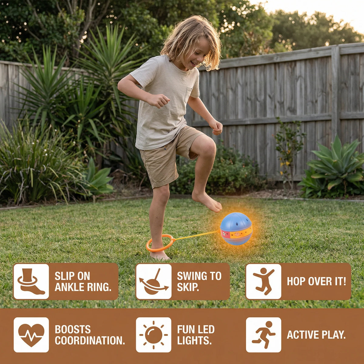 Ankle Bounce Ball Motion-Activated LED Adjustable Loop