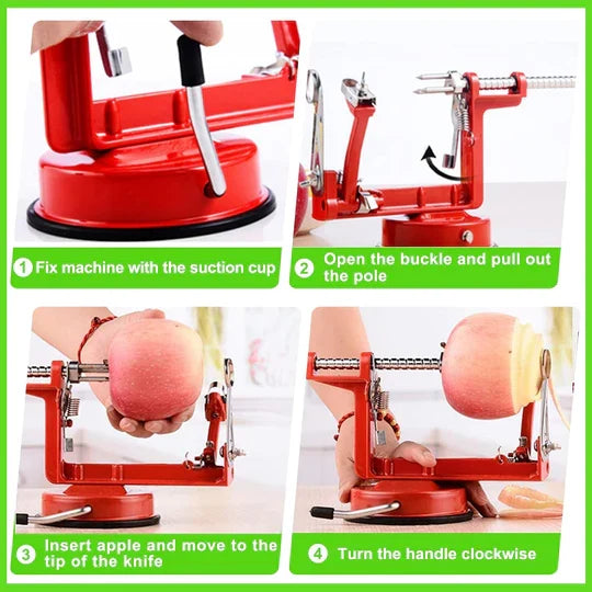 Apple Peeler Corer Slicer Stainless Steel Blades Suction Base