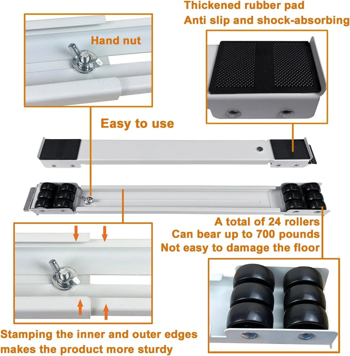 Appliance Moving Dolly Adjustable Dual Brake Locks 661-Pound Capacity