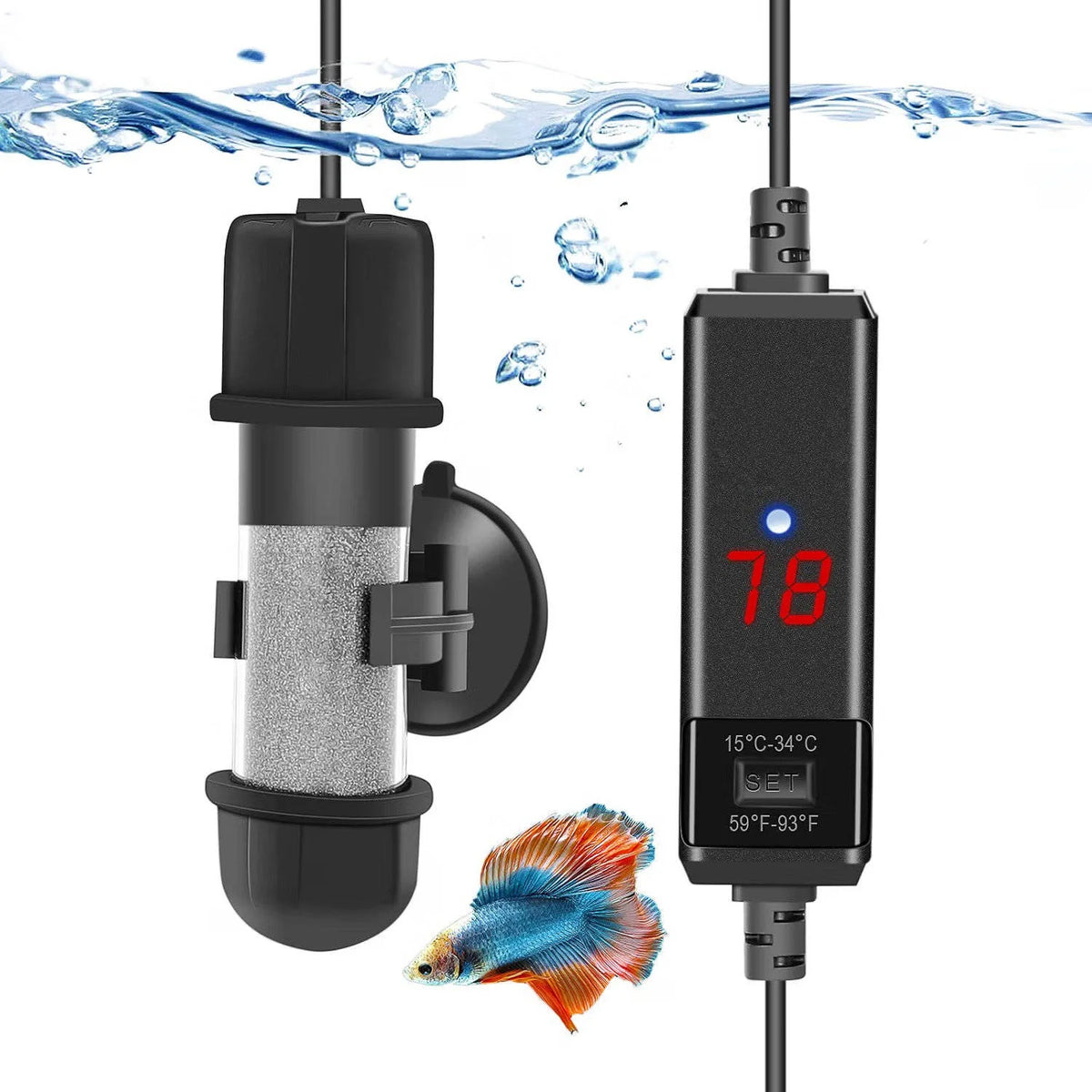 Aquarium Heater Quartz Glass LED Digital Display
