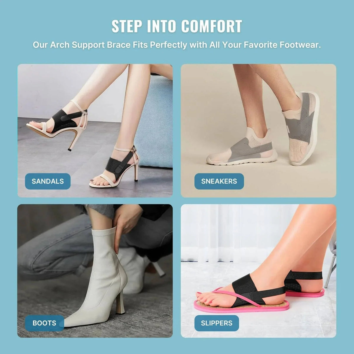 Arch Support Sleeves Gel Cushioning Adjustable Straps
