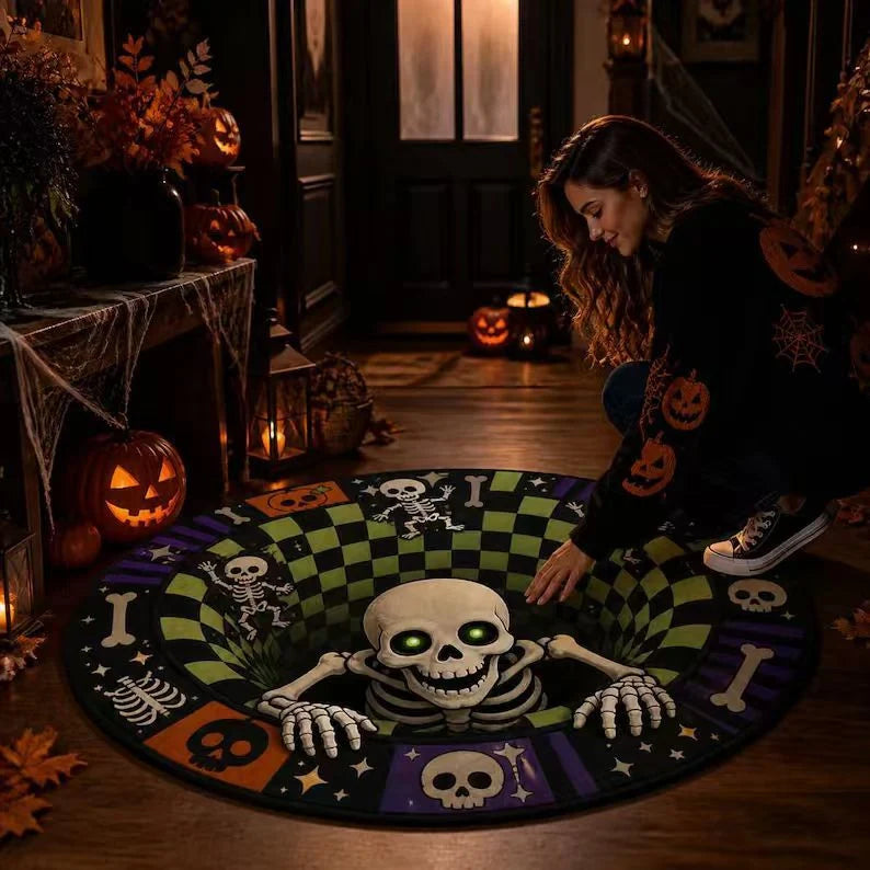 Area Rug 3D Pumpkin Lantern Design Soft Spot-Clean Care