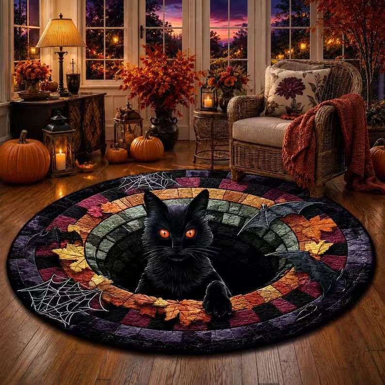 Area Rug 3D Pumpkin Lantern Design Soft Spot-Clean Care