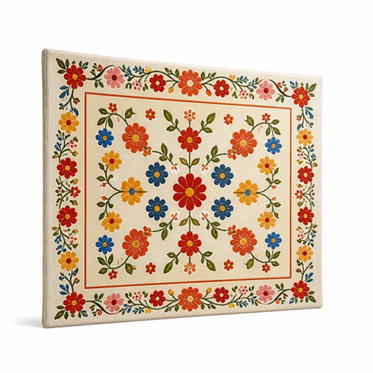 Area Rug Floral Pattern Non-Slip Backing & Easy-Clean