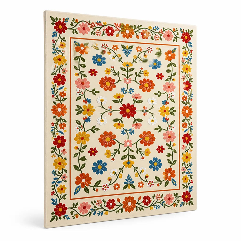 Area Rug Floral Pattern Non-Slip Backing & Easy-Clean