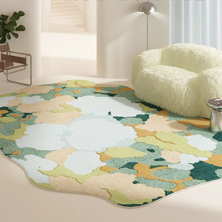 Area Rug Floral Pattern Non-Slip Backing Easy-Clean Fibers