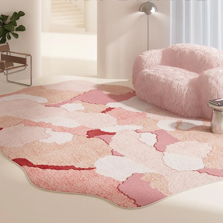 Area Rug Floral Pattern Non-Slip Backing Easy-Clean Fibers