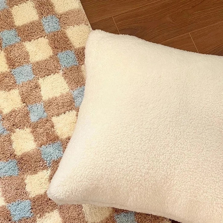 Area Rug Plush Checkered Non-Slip Machine Washable