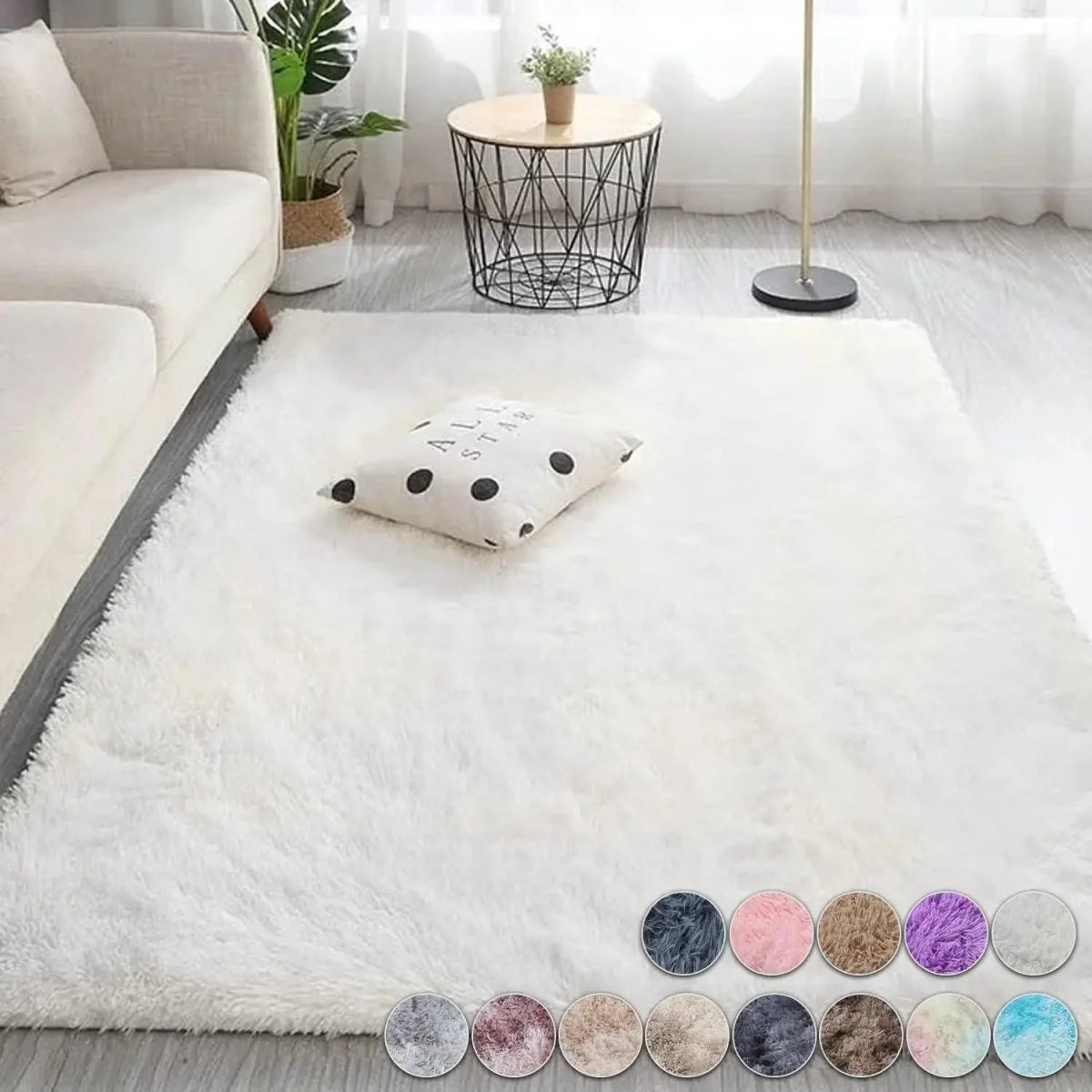 Area Rug Soft Polyester Easy-Care Shape-Retaining