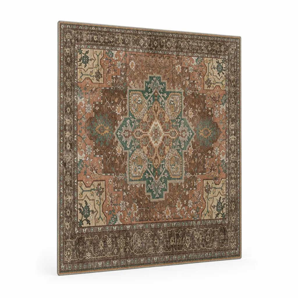 Area Rug Vintage-Inspired Durable Fibers & Non-Slip Backing
