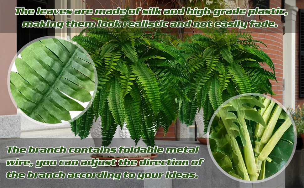 Artificial Boston Ferns UV-Resistant Water-Resistant Set of 18