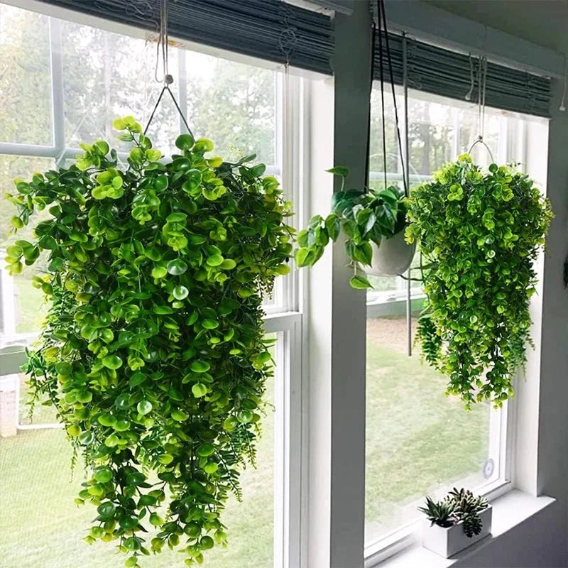 Artificial Hanging Eucalyptus Plants UV-Resistant Set of 2