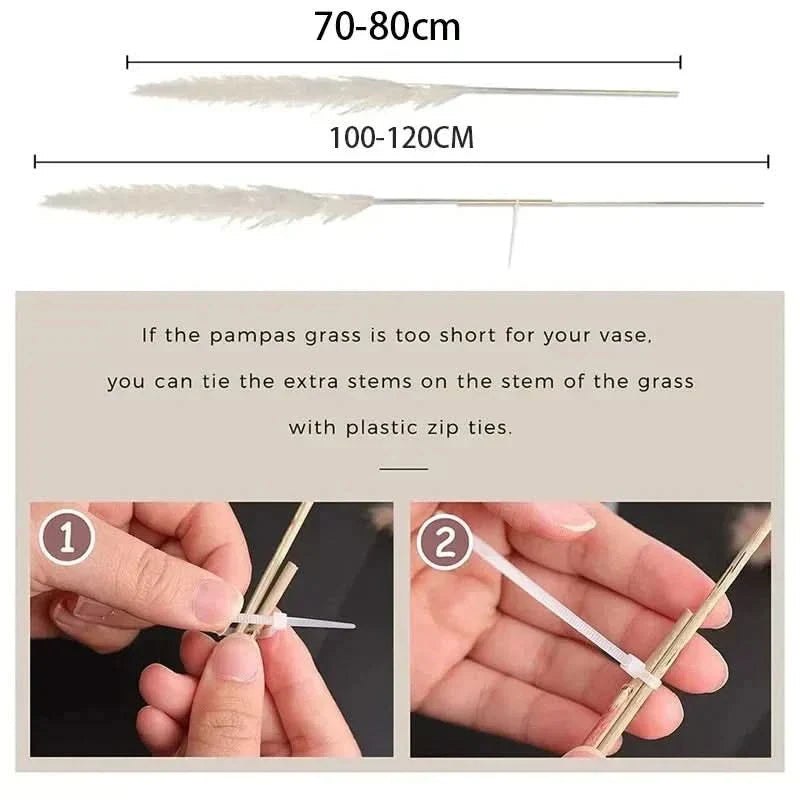 Artificial Pampas Grass Stems 25.6 Inch Low-Maintenance Decor