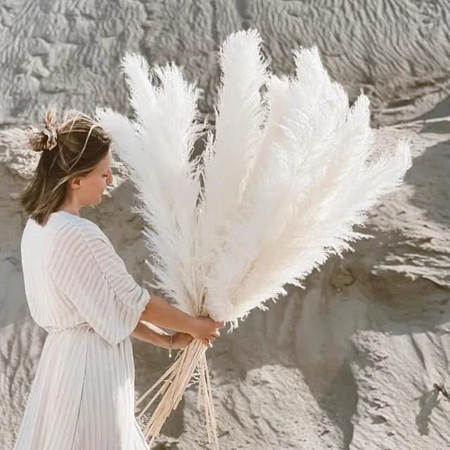 Artificial Pampas Grass Stems Feathery 25.6-Inch Decor