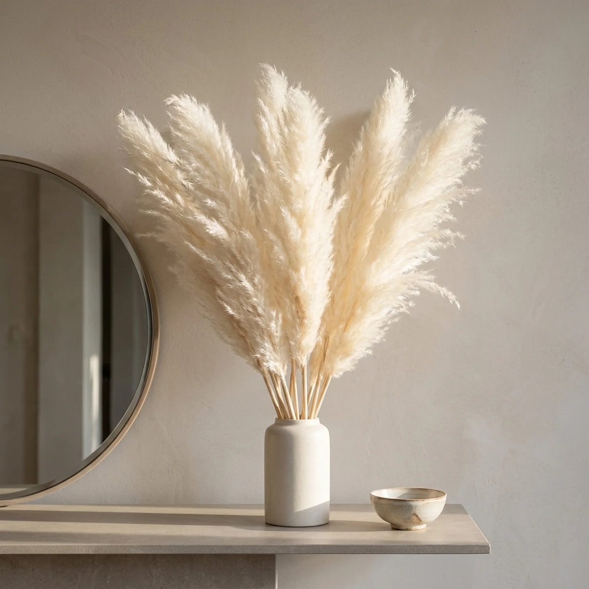 Artificial Pampas Grass Stems Feathery 25.6-Inch Decor
