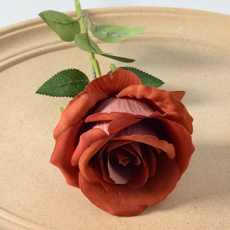 Artificial Rose Stem Realistic Silk No Watering Needed