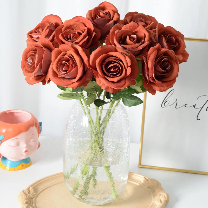 Artificial Rose Stem Realistic Silk No Watering Needed
