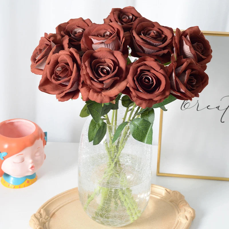 Artificial Rose Stem Realistic Silk No Watering Needed