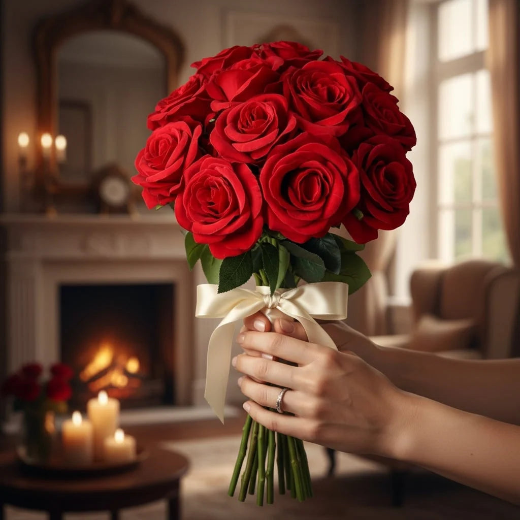 Artificial Roses Long-Stem Realistic Reusable Decor