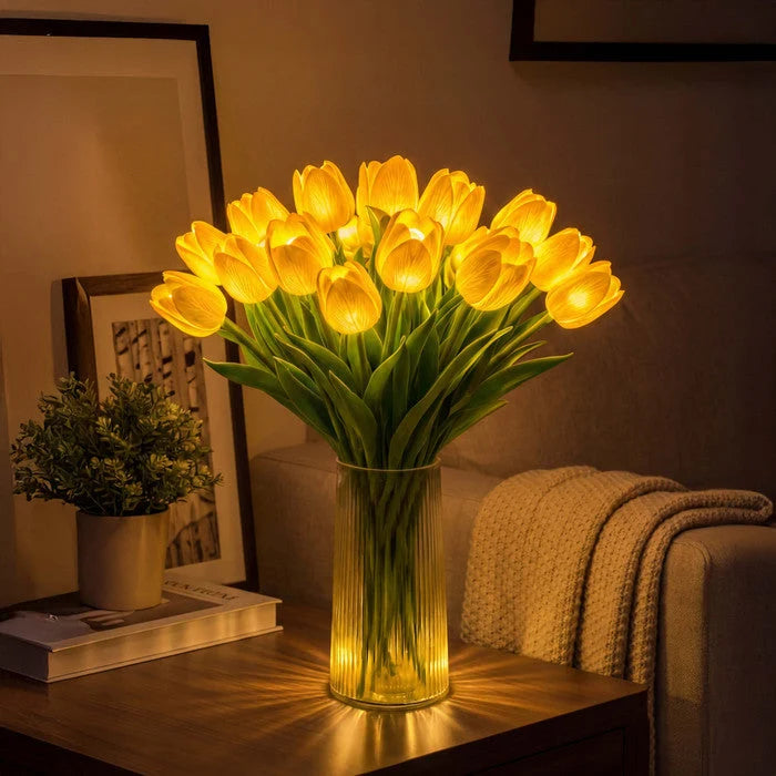 Artificial Tulip Bouquet Warm LED Lights Set of 10
