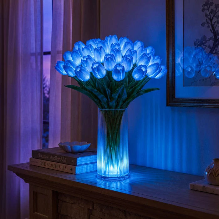Artificial Tulip Bouquet Warm LED Lights Set of 10