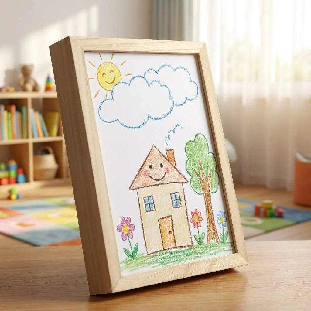 Artwork Display Frame Wood Front-Opening Built-In Storage