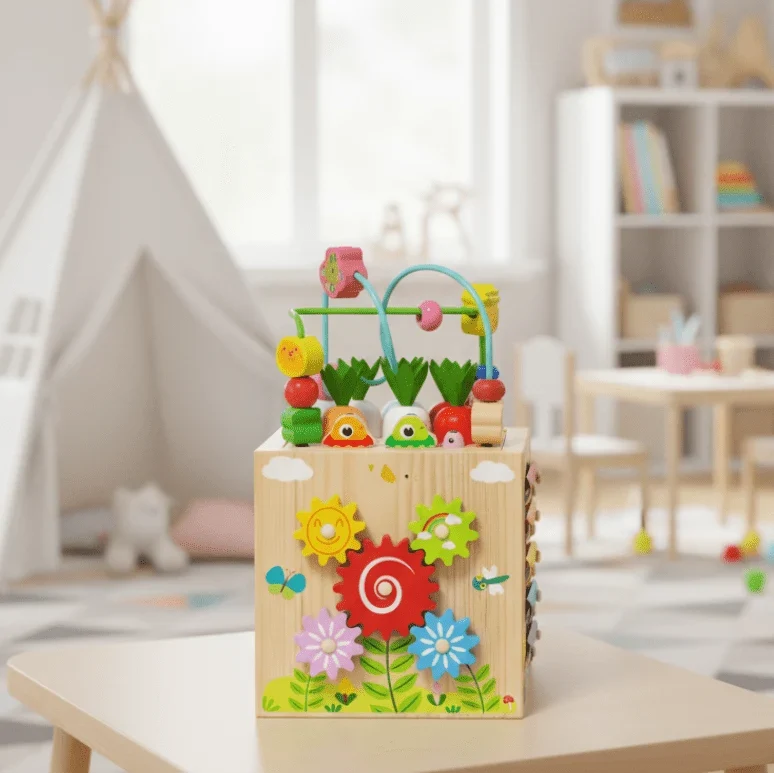 Baby Activity Cube 8 Activities Xylophone Natural Rubber