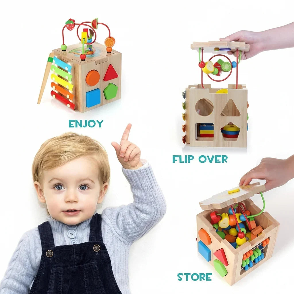 Baby Activity Cube 8 Activities Xylophone Natural Rubber