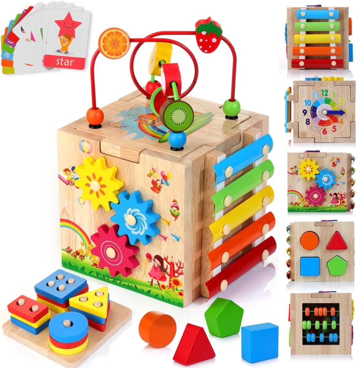 Baby Activity Cube 8 Activities Xylophone Natural Rubber