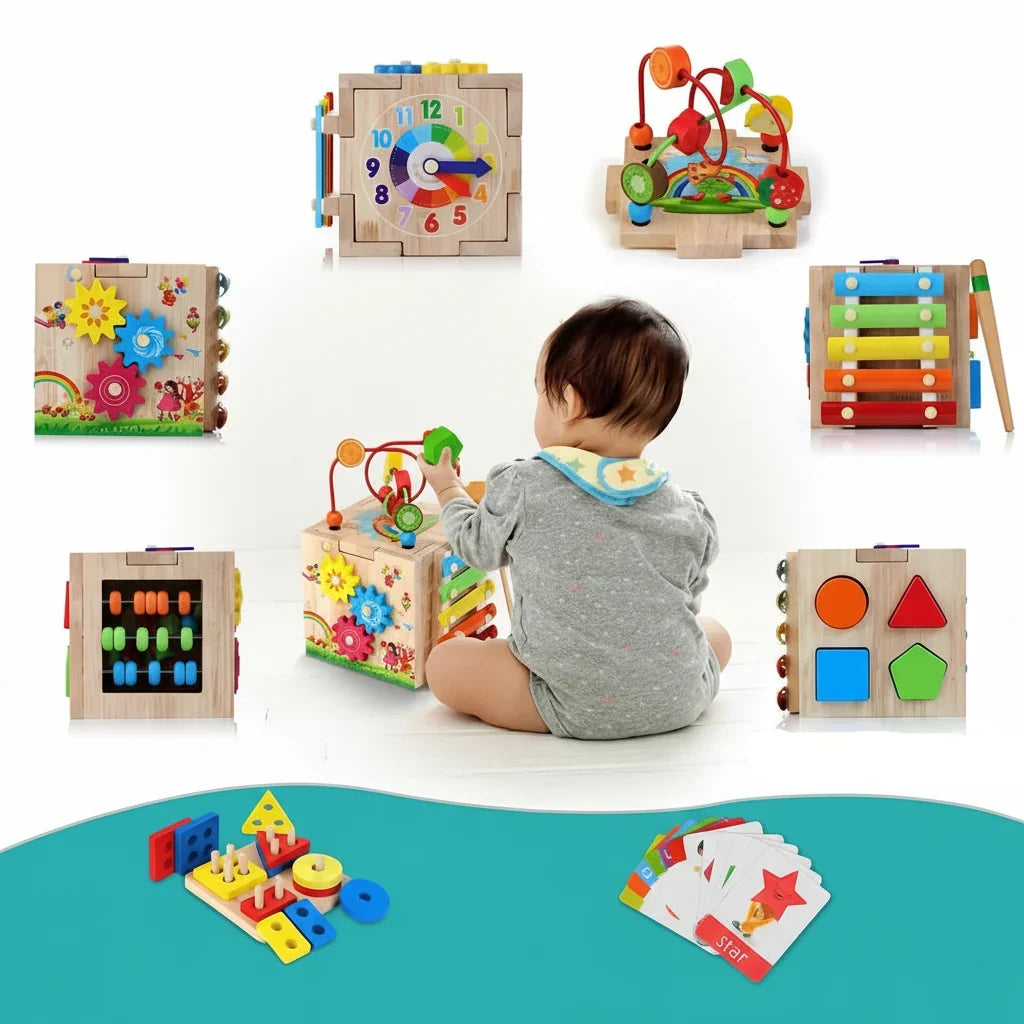 Baby Activity Cube 8 Activities Xylophone Natural Rubber