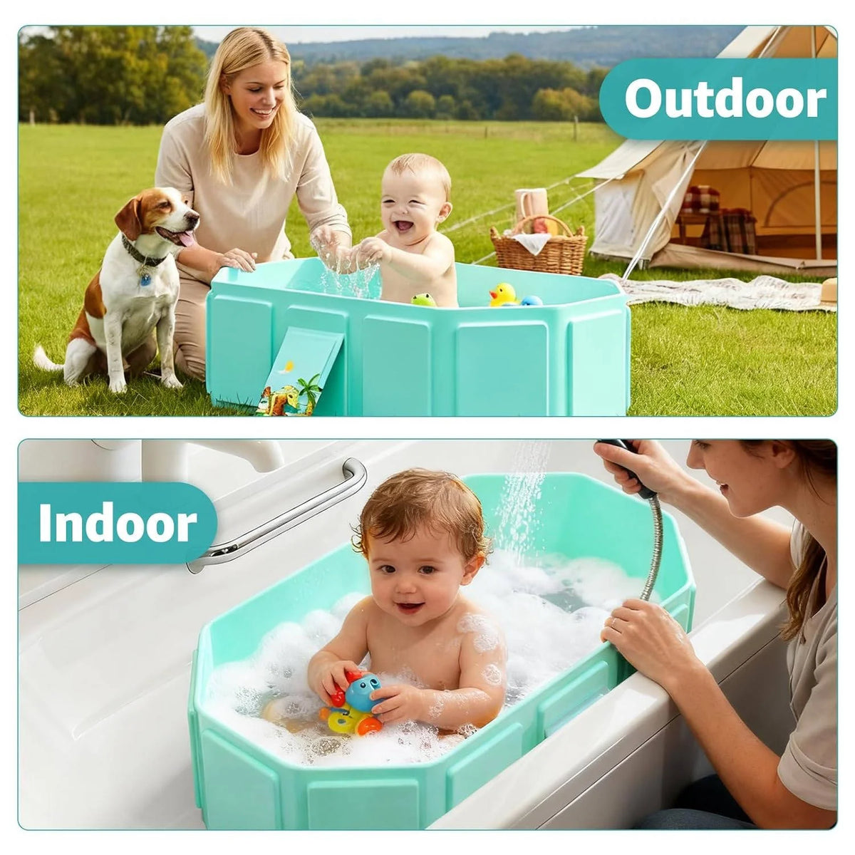 Baby Bathtub Collapsible Inflatable Cushioned Edge Anti-Slip Base