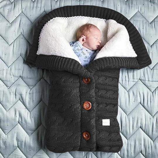 Baby Blanket Fleece-Lined Knitted Linen Foldable Lightweight